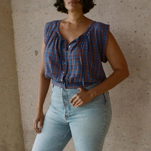 Doen Roselle Plaid Top Medium - Picture 6 of 6